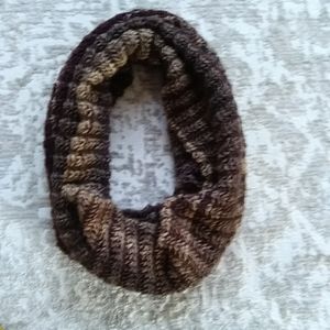 Raffaello Bettini Crochet Wool Blend Infinity Tube Scarf Tan Brown
